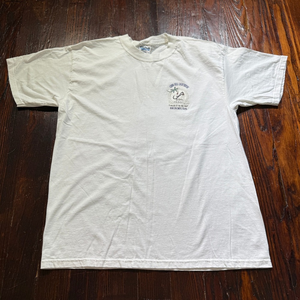 Vintage Gibbs Hill Lighthouse Shirt Men XL White Bermuda Graphic Heavyweight Tee